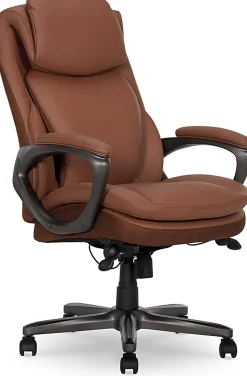 Serta® Smart Layers™ Arlington AIR™ Ergonomic Bonded Leather High-Back Executive Office Chair, Cognac Brown/Dark Gray, BIFMA Compliant