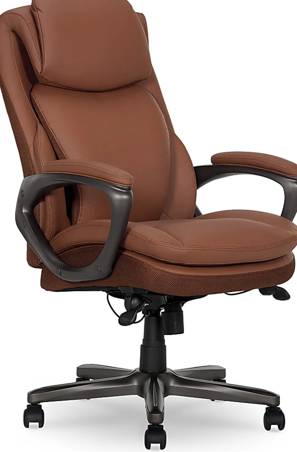 Serta® Smart Layers™ Arlington AIR™ Ergonomic Bonded Leather High-Back Executive Office Chair, Cognac Brown/Dark Gray, BIFMA Compliant