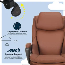 Serta® Smart Layers™ Arlington AIR™ Ergonomic Bonded Leather High-Back Executive Office Chair, Cognac Brown/Dark Gray, BIFMA Compliant