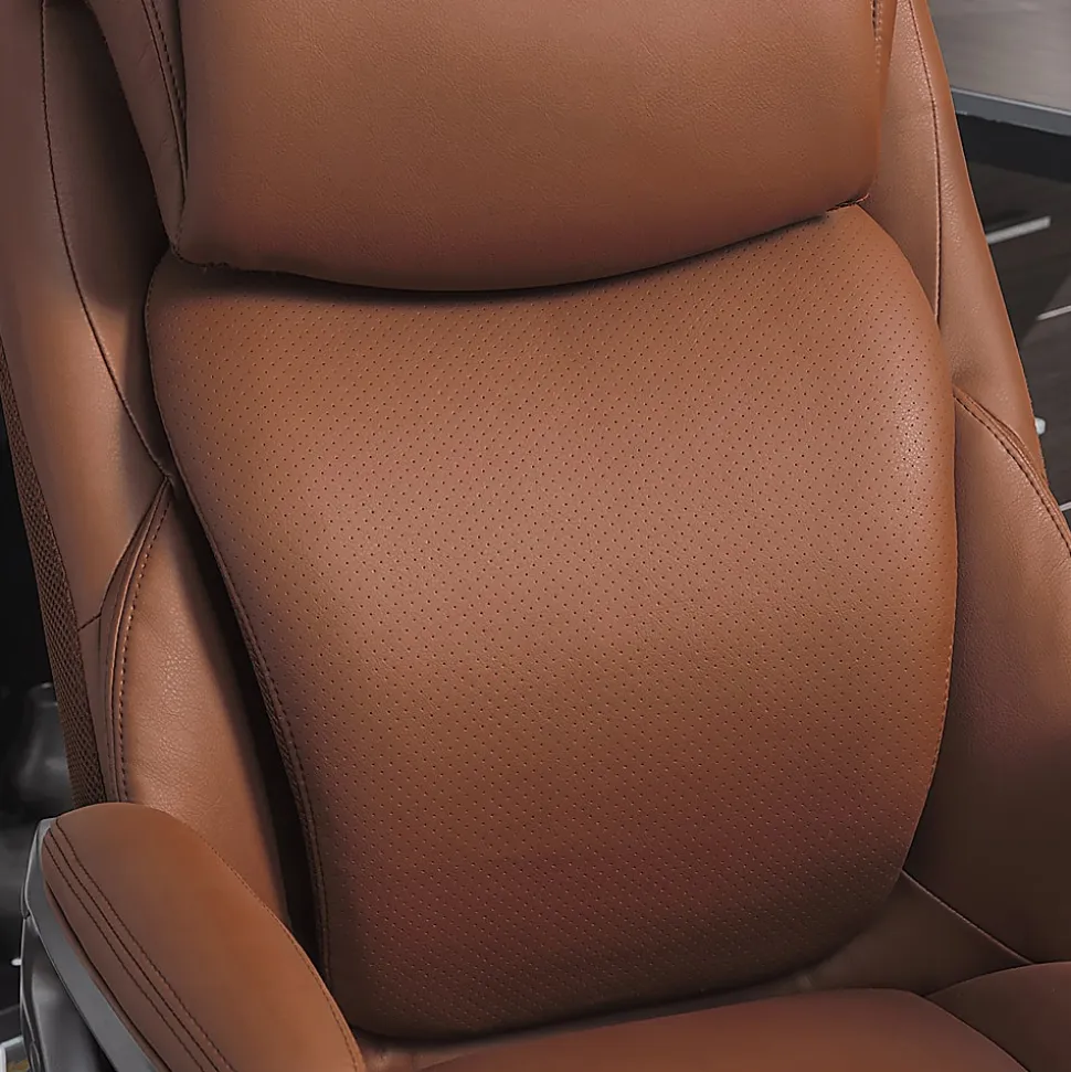 Serta® Smart Layers™ Arlington AIR™ Ergonomic Bonded Leather High-Back Executive Office Chair, Cognac Brown/Dark Gray, BIFMA Compliant