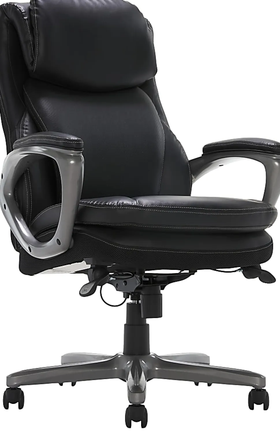 Serta® Smart Layers™ Arlington AIR™ Bonded Leather High-Back Executive Office Chair, Black/Silver, BIFMA Compliant