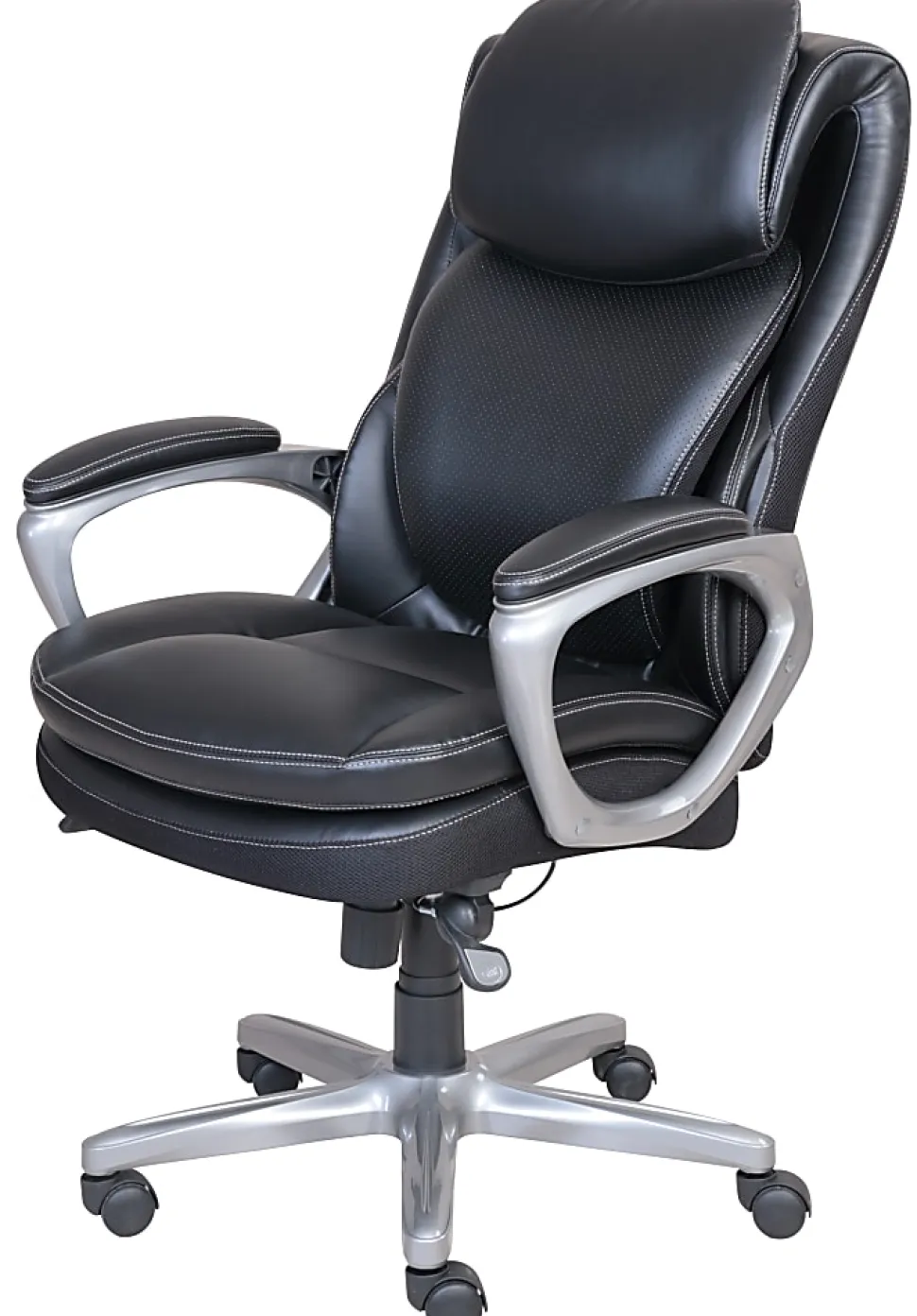 Serta® Smart Layers™ Arlington AIR™ Bonded Leather High-Back Executive Office Chair, Black/Silver, BIFMA Compliant
