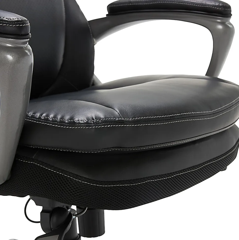 Serta® Smart Layers™ Arlington AIR™ Bonded Leather High-Back Executive Office Chair, Black/Silver, BIFMA Compliant