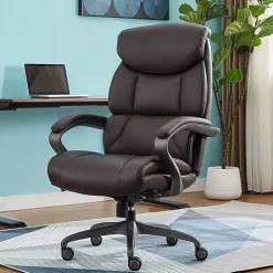 Serta® SmartLayers™ Bellmore Big & Tall Ergonomic Executive Office Chair with Pebbled-Texture Vegan Leather, Brown/Dark Gray, BIFMA Compliant