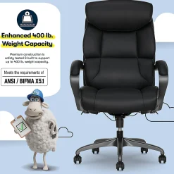 Serta® SmartLayers™ Bellmore Big & Tall Ergonomic Executive Office Chair with Smooth Vegan Leather, Black/Dark Gray, BIFMA Compliant