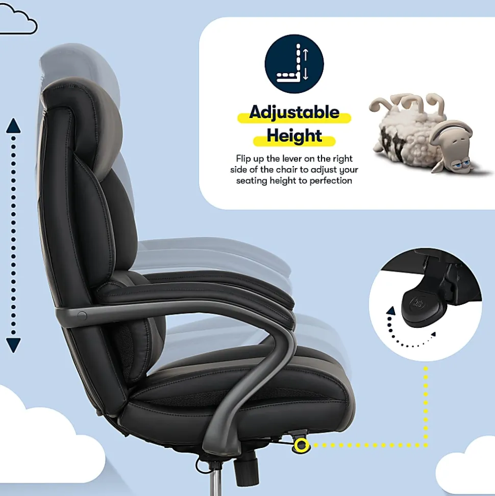 Serta® SmartLayers™ Bellmore Big & Tall Ergonomic Executive Office Chair with Smooth Vegan Leather, Black/Dark Gray, BIFMA Compliant