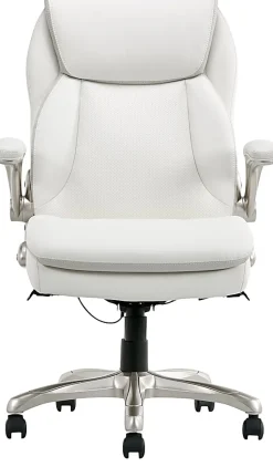 Serta® Smart Layers™ Brinkley Ergonomic Bonded Leather High-Back Executive Office Chair, White/Silver