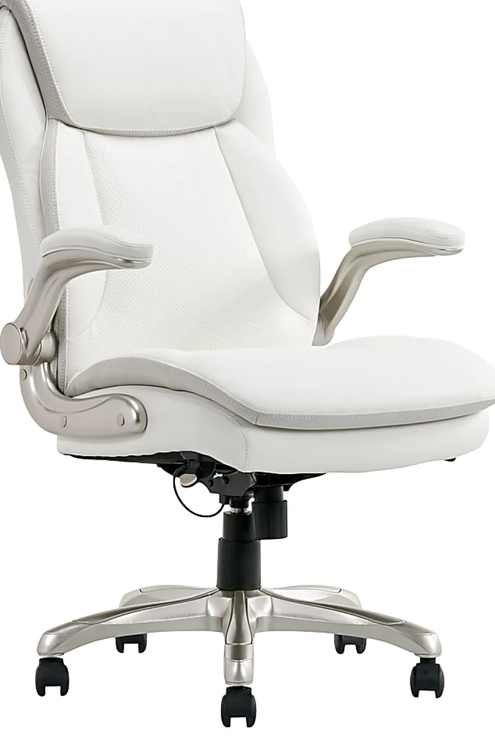 Serta® Smart Layers™ Brinkley Ergonomic Bonded Leather High-Back Executive Office Chair, White/Silver