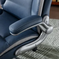 Serta® Smart Layers™ Brinkley Ergonomic Bonded Leather High-Back Executive Office Chair, Navy/Silver