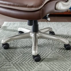 Serta® Smart Layers™ Brinkley Ergonomic Bonded Leather High-Back Executive Office Chair, Brown/Silver