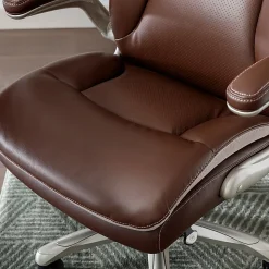 Serta® Smart Layers™ Brinkley Ergonomic Bonded Leather High-Back Executive Office Chair, Brown/Silver