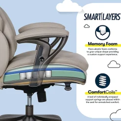 Serta® SmartLayers™ Everett Big & Tall Ergonomic Vegan Leather High-Back Executive Office Chair, Taupe/Dark Gray, BIFMA Compliant