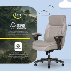 Serta® SmartLayers™ Everett Big & Tall Ergonomic Vegan Leather High-Back Executive Office Chair, Taupe/Dark Gray, BIFMA Compliant