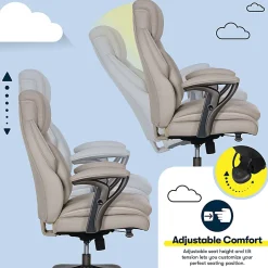 Serta® SmartLayers™ Everett Big & Tall Ergonomic Vegan Leather High-Back Executive Office Chair, Taupe/Dark Gray, BIFMA Compliant