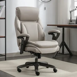 Serta® SmartLayers™ Everett Big & Tall Ergonomic Vegan Leather High-Back Executive Office Chair, Taupe/Dark Gray, BIFMA Compliant