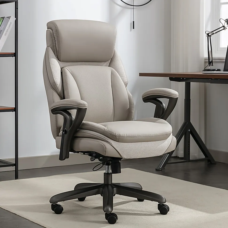 Serta® SmartLayers™ Everett Big & Tall Ergonomic Vegan Leather High-Back Executive Office Chair, Taupe/Dark Gray, BIFMA Compliant