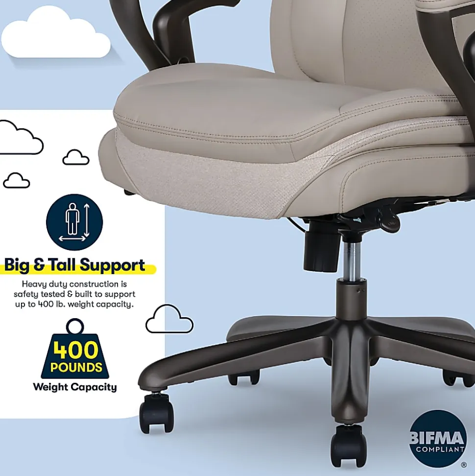 Serta® SmartLayers™ Everett Big & Tall Ergonomic Vegan Leather High-Back Executive Office Chair, Taupe/Dark Gray, BIFMA Compliant