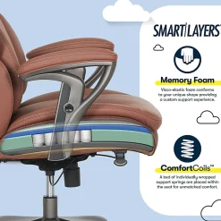 Serta® SmartLayers™ Everett Big & Tall Ergonomic Vegan Leather High-Back Executive Office Chair, Cognac/Dark Gray