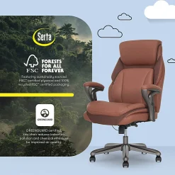 Serta® SmartLayers™ Everett Big & Tall Ergonomic Vegan Leather High-Back Executive Office Chair, Cognac/Dark Gray