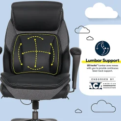 Serta® SmartLayers™ Everett Big & Tall Ergonomic Vegan Leather High-Back Executive Office Chair, Black/Dark Gray, BIFMA Compliant
