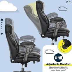Serta® SmartLayers™ Everett Big & Tall Ergonomic Vegan Leather High-Back Executive Office Chair, Black/Dark Gray, BIFMA Compliant