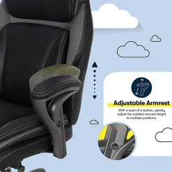 Serta® SmartLayers™ Everett Big & Tall Ergonomic Vegan Leather High-Back Executive Office Chair, Black/Dark Gray, BIFMA Compliant