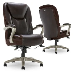 Serta® Smart Layers™ Hensley Big & Tall Ergonomic Bonded Leather High-Back Office Chair, Roasted Chestnut/Satin Nickel, BIFMA Compliant