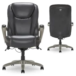 Serta® Smart Layers™ Hensley Big & Tall Ergonomic Bonded Leather High-Back Chair, Dark Gray/Silver
