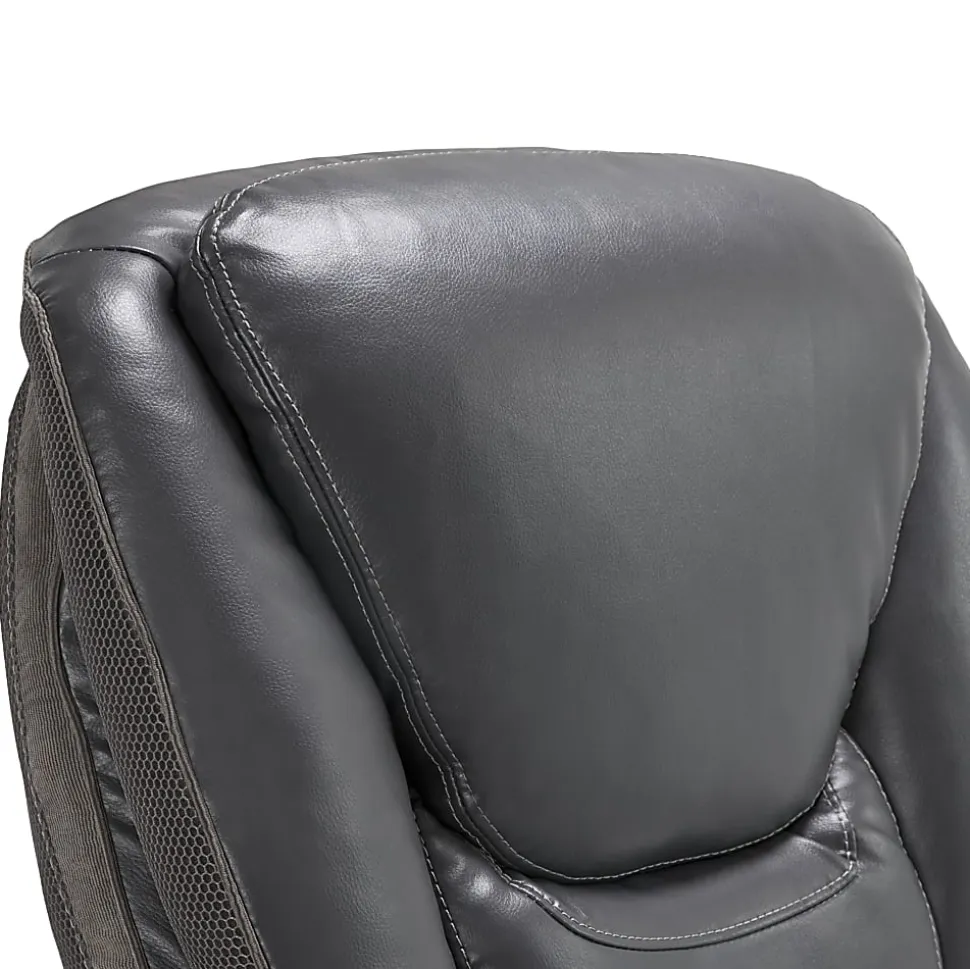 Serta® Smart Layers™ Hensley Big & Tall Ergonomic Bonded Leather High-Back Chair, Dark Gray/Silver