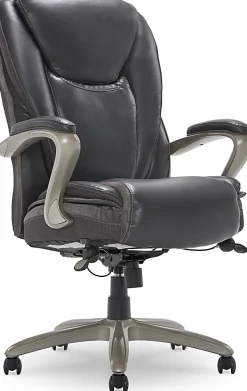 Serta® Smart Layers™ Hensley Big & Tall Ergonomic Bonded Leather High-Back Chair, Dark Gray/Silver