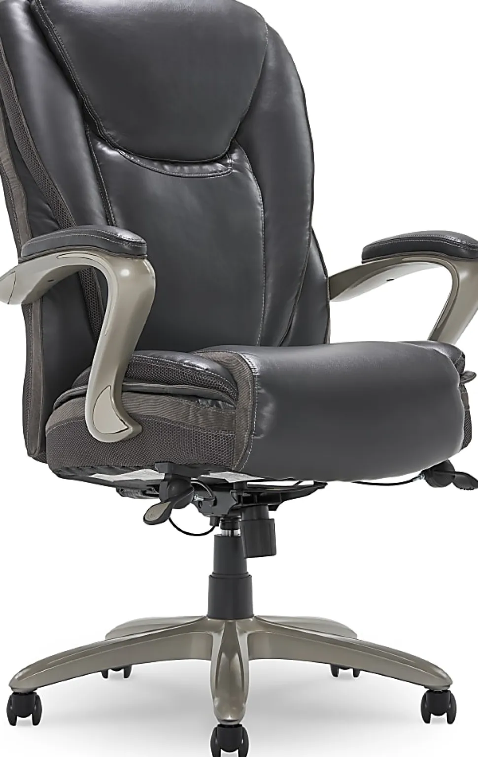 Serta® Smart Layers™ Hensley Big & Tall Ergonomic Bonded Leather High-Back Chair, Dark Gray/Silver