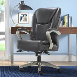 Serta® Smart Layers™ Hensley Big & Tall Ergonomic Bonded Leather High-Back Chair, Dark Gray/Silver