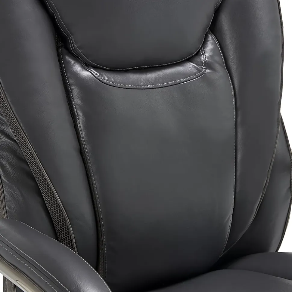 Serta® Smart Layers™ Hensley Big & Tall Ergonomic Bonded Leather High-Back Chair, Dark Gray/Silver