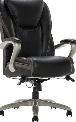 Serta® Smart Layers™ Hensley Big & Tall Ergonomic Bonded Leather High-Back Office Chair, Black/Silver, BIFMA Compliant