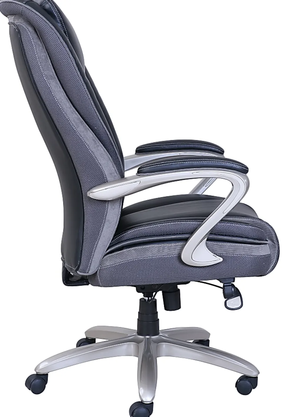 Serta® Smart Layers™ Hensley Big & Tall Ergonomic Bonded Leather High-Back Office Chair, Black/Silver, BIFMA Compliant