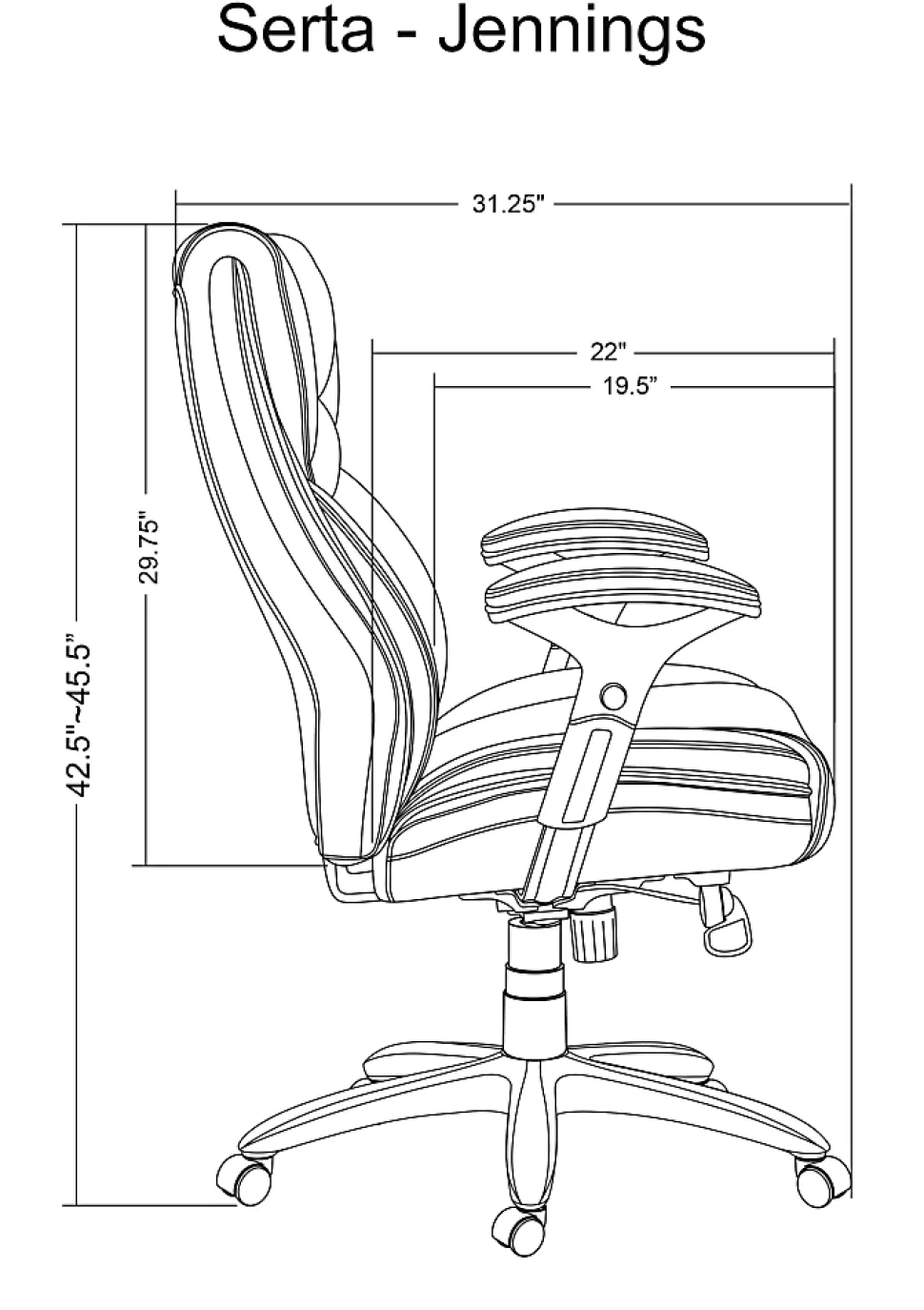 Serta® Smart Layers™ Jennings Big & Tall Ergonomic Bonded Leather High-Back Executive Office Chair, Black/Slate