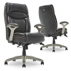 Serta® Smart Layers™ Jennings Big & Tall Ergonomic Bonded Leather High-Back Executive Chair, Dark Gray/Silver