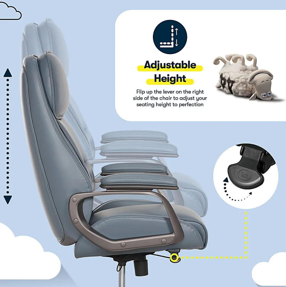 Serta® SmartLayers™ Mosby Ergonomic Vegan Leather High-Back Executive Office Chair, Blue/Dark Gray, BIFMA Compliant