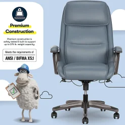 Serta® SmartLayers™ Mosby Ergonomic Vegan Leather High-Back Executive Office Chair, Blue/Dark Gray, BIFMA Compliant