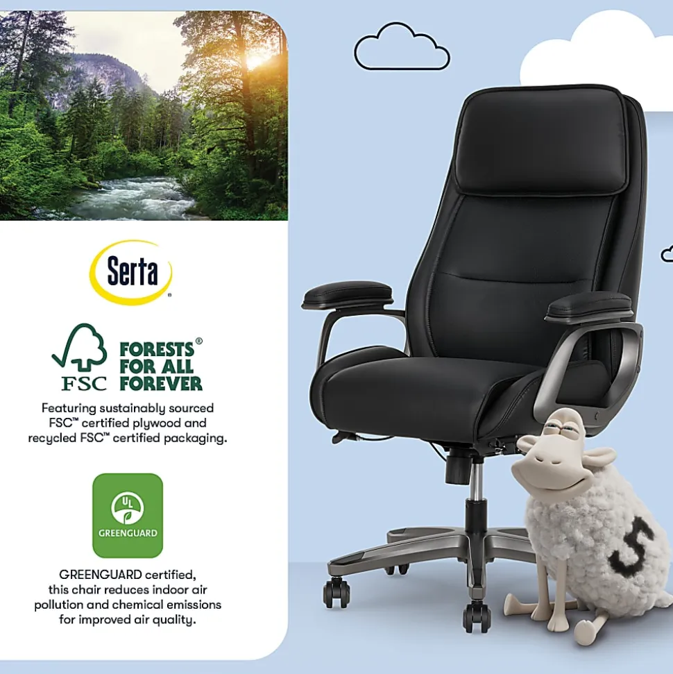 Serta® SmartLayers™ Mosby Ergonomic Vegan Leather High-Back Executive Office Chair, Black/Dark Gray, BIFMA Compliant