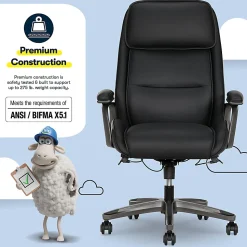 Serta® SmartLayers™ Mosby Ergonomic Vegan Leather High-Back Executive Office Chair, Black/Dark Gray, BIFMA Compliant