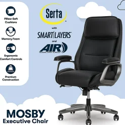 Serta® SmartLayers™ Mosby Ergonomic Vegan Leather High-Back Executive Office Chair, Black/Dark Gray, BIFMA Compliant