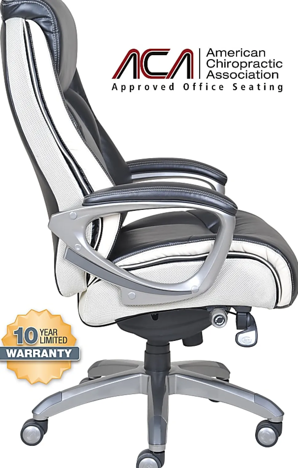 Serta® Smart Layers™ Tranquility Executive Ergonomic Bonded Leather High-Back Chair, Black/Slate