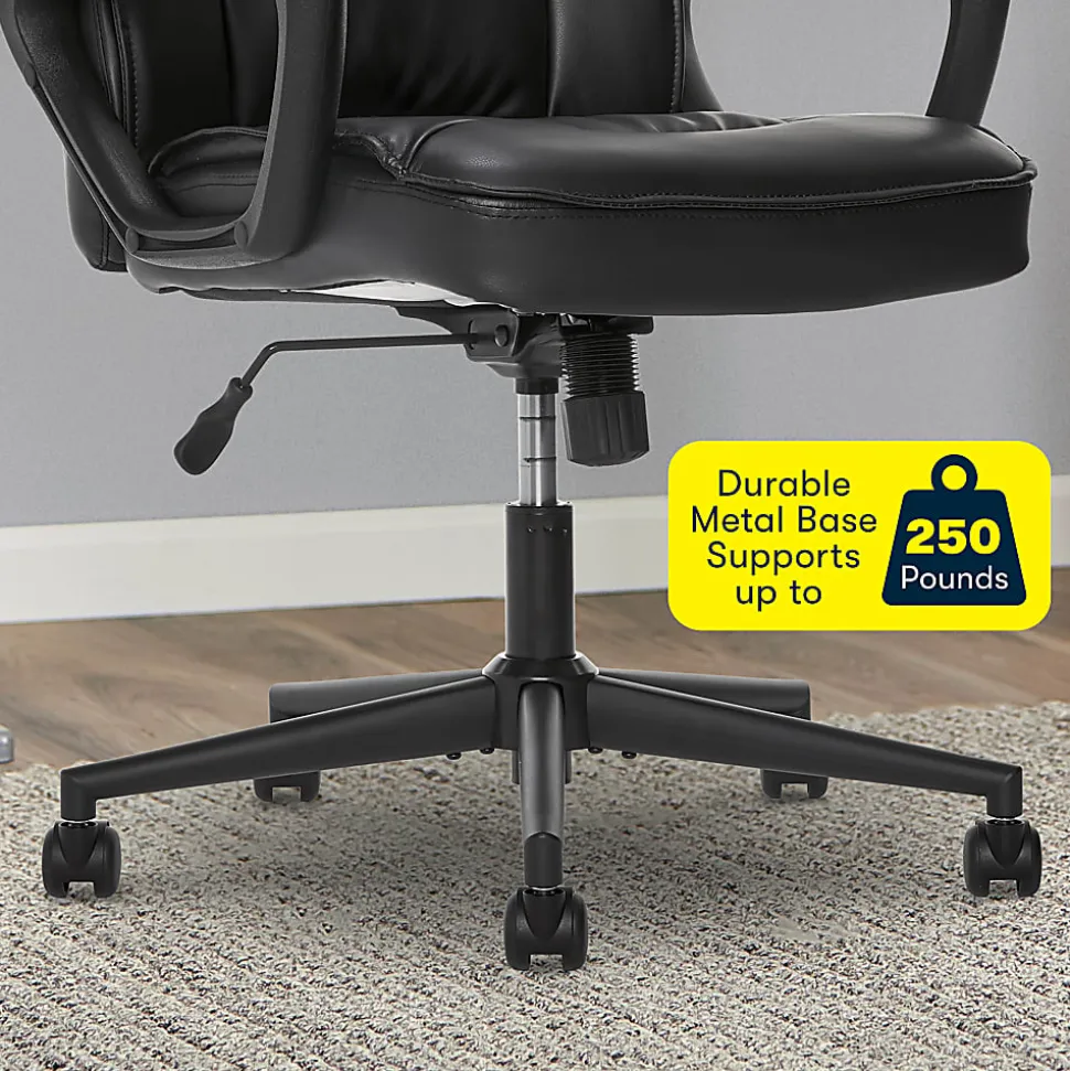 Serta® Style Hannah I Bonded Leather High-Back Office Chair, Comfort Black
