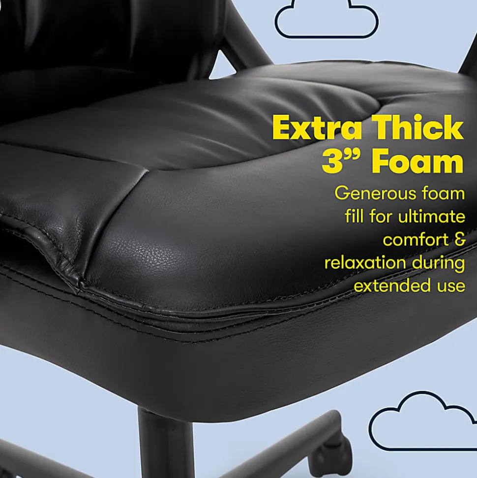 Serta® Style Hannah I Bonded Leather High-Back Office Chair, Comfort Black