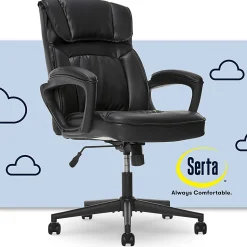 Serta® Style Hannah I Bonded Leather High-Back Office Chair, Comfort Black