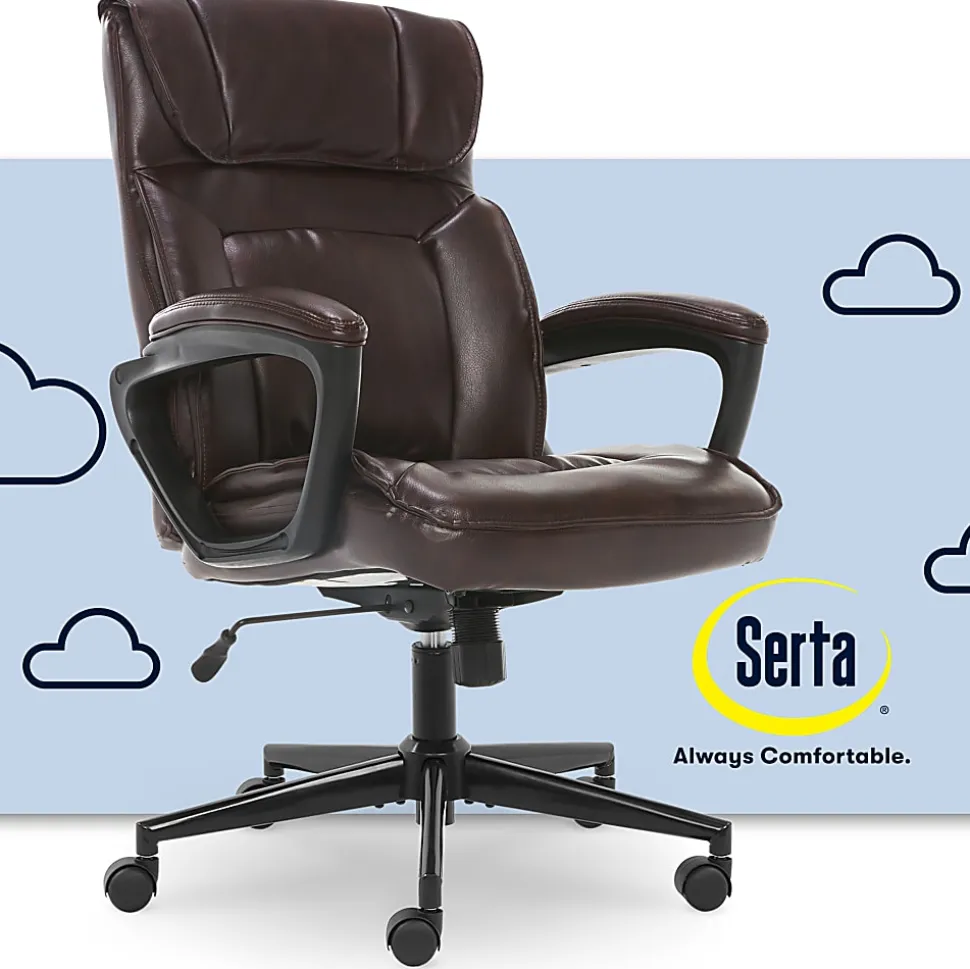 Serta® Style Hannah I Bonded Leather High-Back Office Chair, Comfort Biscuit/Black