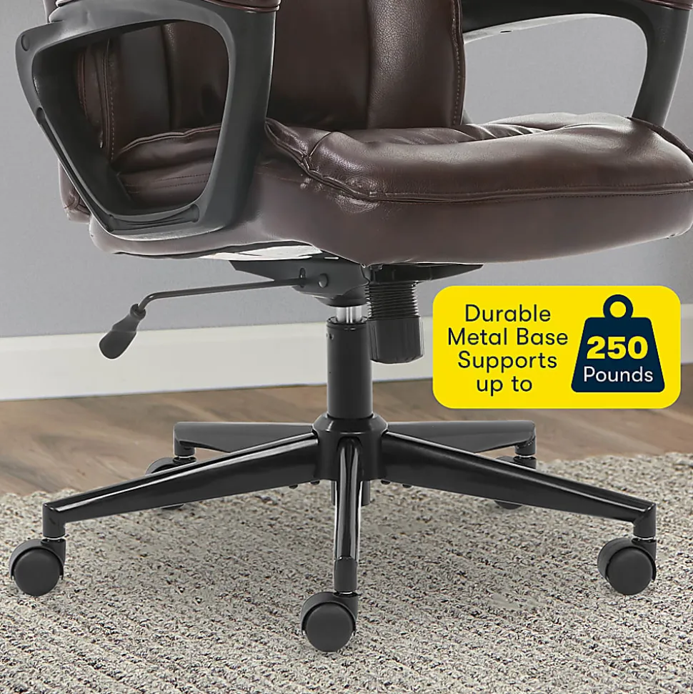 Serta® Style Hannah I Bonded Leather High-Back Office Chair, Comfort Biscuit/Black