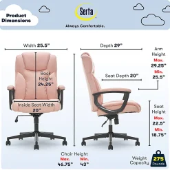 Serta® Style Hannah II High-Back Office Chair, Microfiber, Harvard Pink/Black
