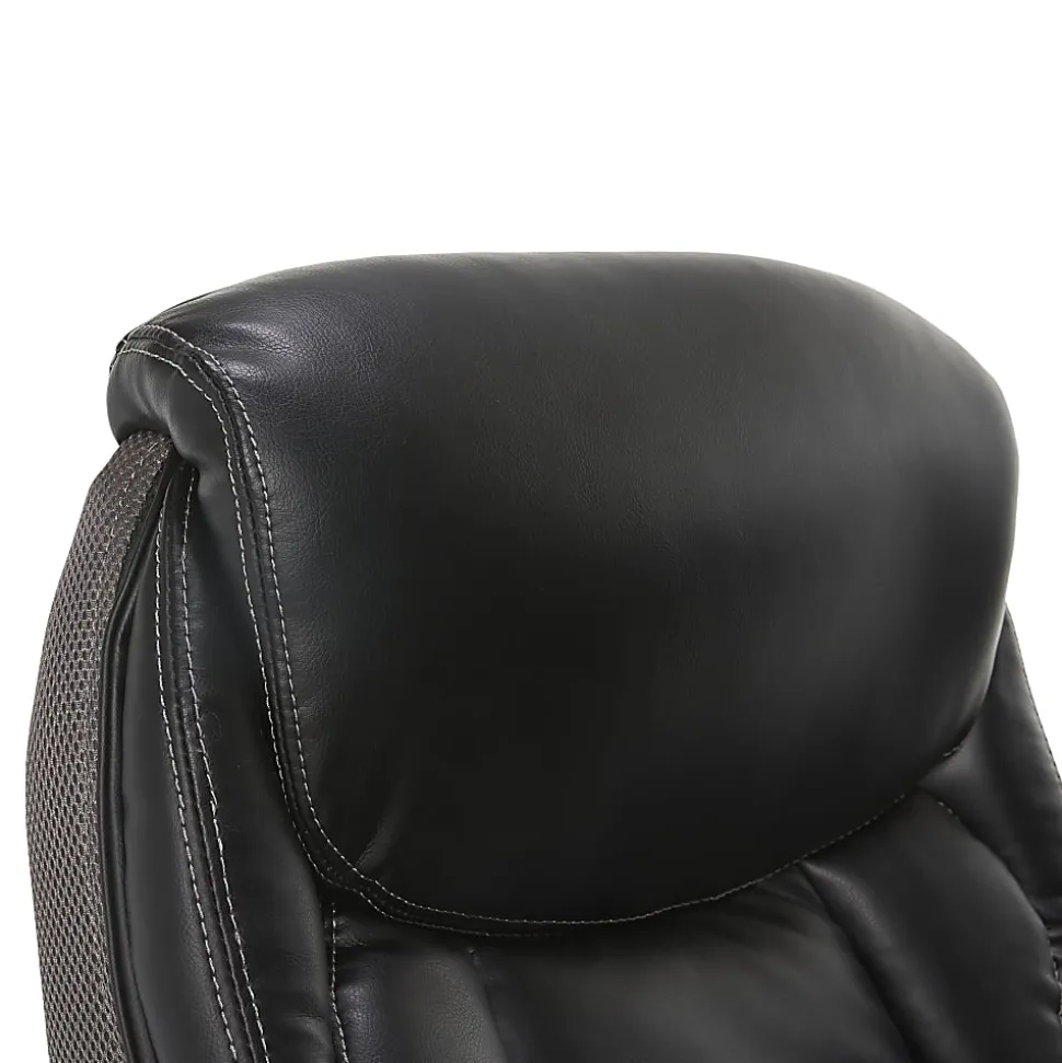Serta® Works Bonded Leather/Mesh High-Back Office Chair With Smart Layers Technology, Opportunity Gray/Black/Silver